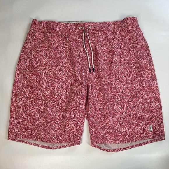 Johnnie-O Swim Trunks Men’s 2XL Crossbow Half Elastic Surf Short Red Beachy - Picture 1 of 11